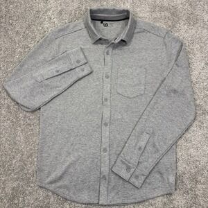 VRST Long Sleeve Gray Textured Knit Button Up Shirt Mens Small